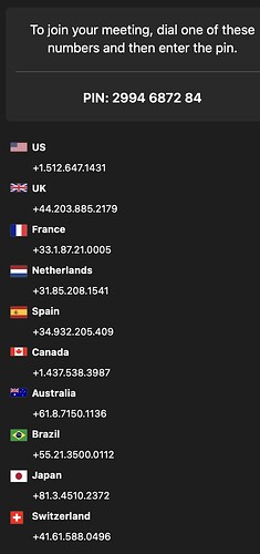 To join your meeting, dial one of these